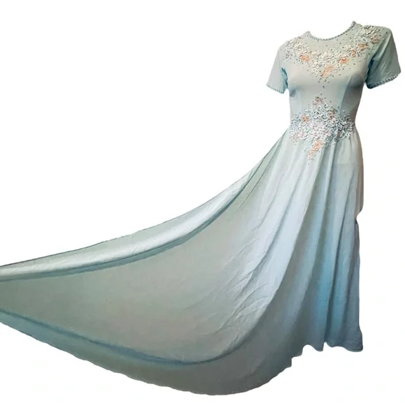 Vintage | Dresses | Vintage Blue Dreamy Formal Hand Beaded Embroidered Pearls Floral High Slit Dress | Poshmark Vintage | Dresses | Vintage Blue Dreamy Formal Hand Beaded Embroidered Pearls Floral High Slit Dress | Poshmark